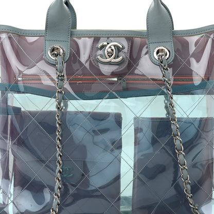 Chanel Lambskin PVC Quilted Medium Coco Splash Shopping Bag Blue Green Pink 8 of 10