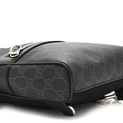 Gucci GG Supreme Monogram Calfskin Web Sling Backpack Black Grey 9 of 10