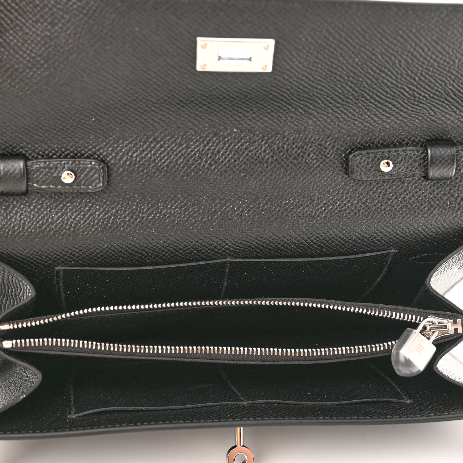 Hermes Epsom Matte Alligator Touch Kelly Wallet To Go Black 5 of 10