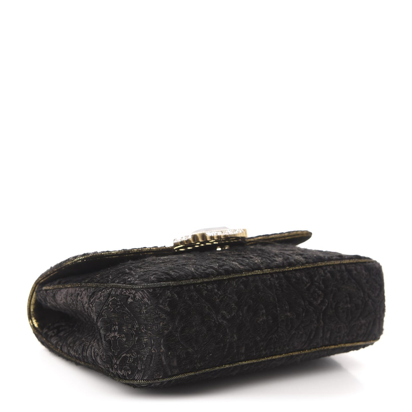 Calf Hair Embroidered Shoulder Bag Black