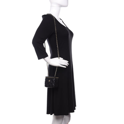 Chanel Lambskin Quilted Mini Vanity Case With Chain Black 2 of 11