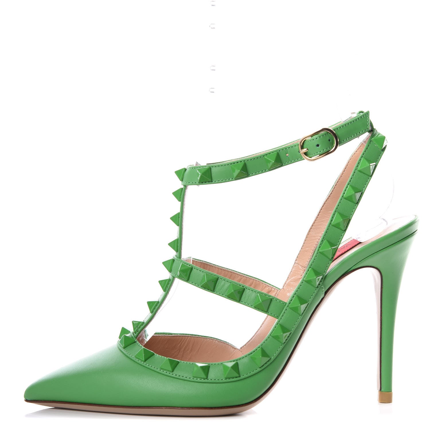 Valentino Garavani Nappa Monochrome Rockstud Ankle Strap Pumps 35.5 Green 1 of 7