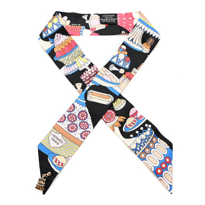 Hermes Silk La Patisserie Francaise Charms Twilly Charms Black White Bleu 1 of 3