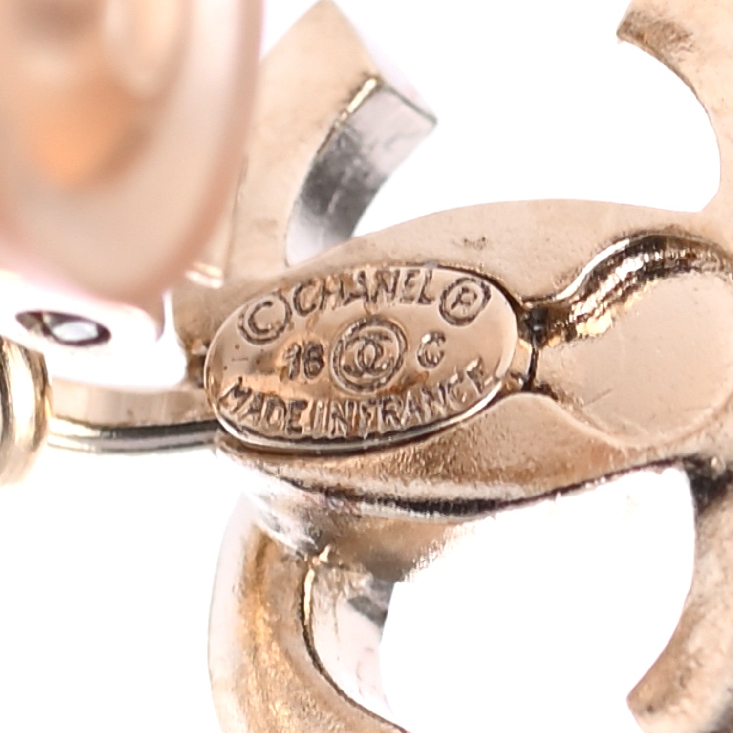 Chanel Crystal CC Clip On Drop Earrings Gold 4 of 4