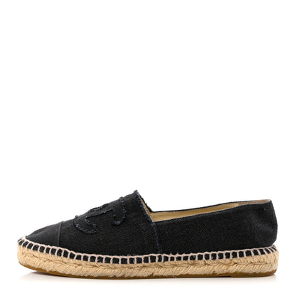 Chanel Linen CC Espadrilles 40 Black Blue 1 of 14