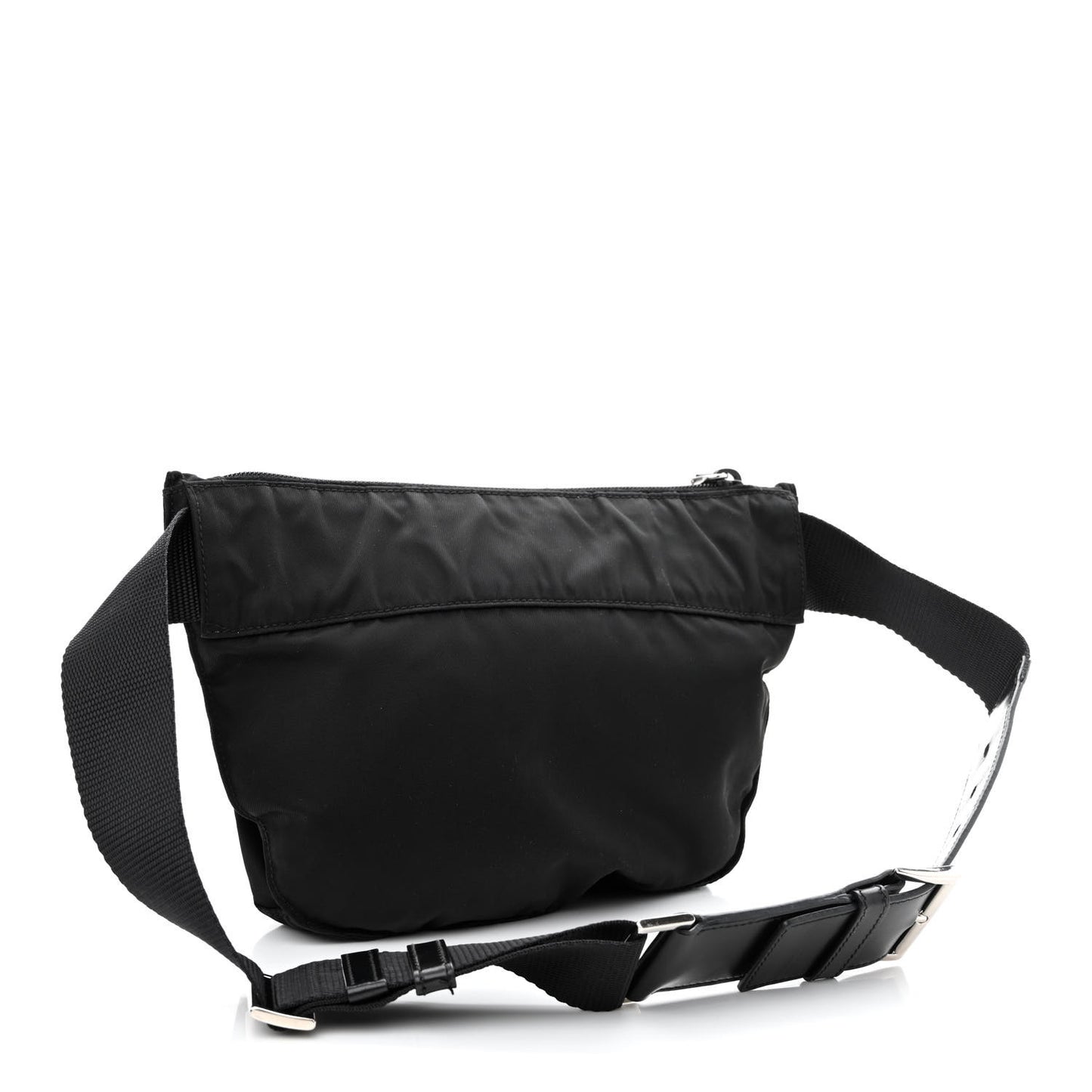 Tessuto Nylon Soft Calfskin Sling Belt Bag Black