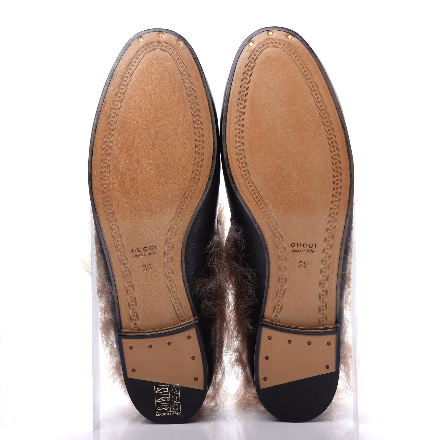Gucci Malaga Kid Fur Womens Jordaan Loafers 39 Black Natural 6 of 10