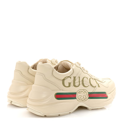 Gucci Calfskin Logo Womens Rhyton Sneakers 37 Ivory 5 of 10