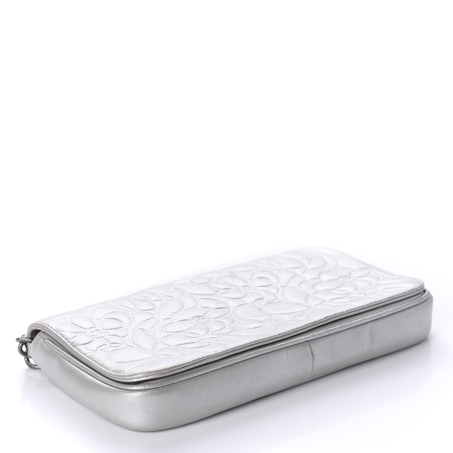 Chanel Metallic Lambskin Camellia Single Flap Silver 4 of 11