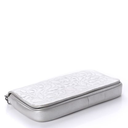 Chanel Metallic Lambskin Camellia Single Flap Silver 4 of 11