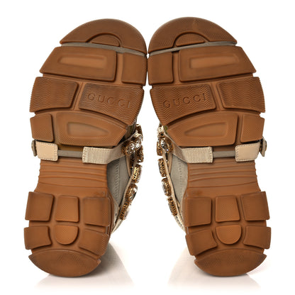 Gucci X SEGA Mesh Canvas Calfskin Removable Crystals Flashtrek Sneakers 37.5 Mystic White Oatmeal Sand Storm 5 of 7