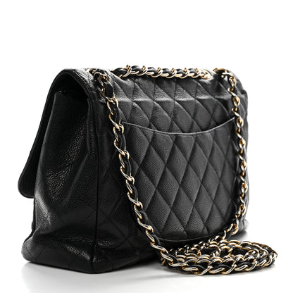 Chanel Caviar Quilted Jumbo Single Flap Black 3 of 14