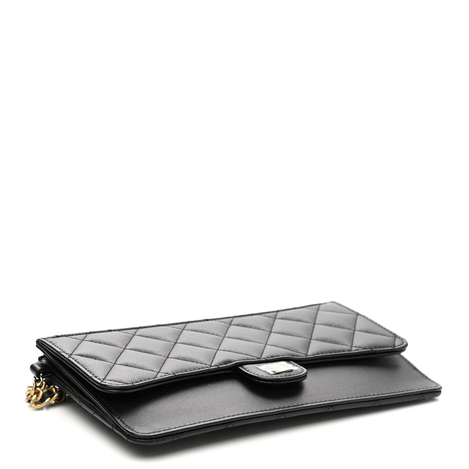 Chanel Lambskin Quilted Classic Pouch With Handle Black 4 of 8