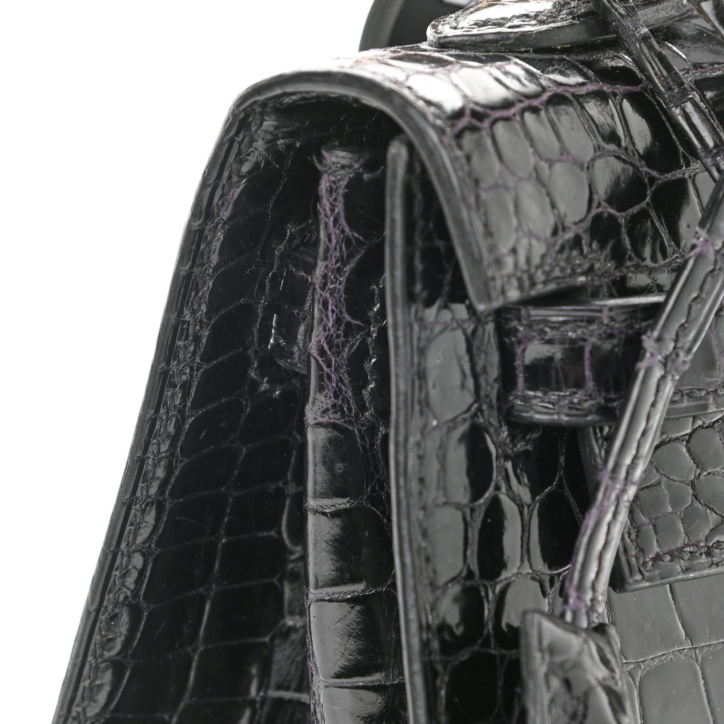 Shiny Porosus Crocodile Kelly Sellier 25 Black