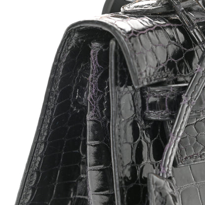 Hermes Shiny Porosus Crocodile Kelly Sellier 25 Black 15 of 18