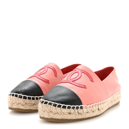 Chanel Lambskin CC Espadrilles 38 Pink Red Black 4 of 8