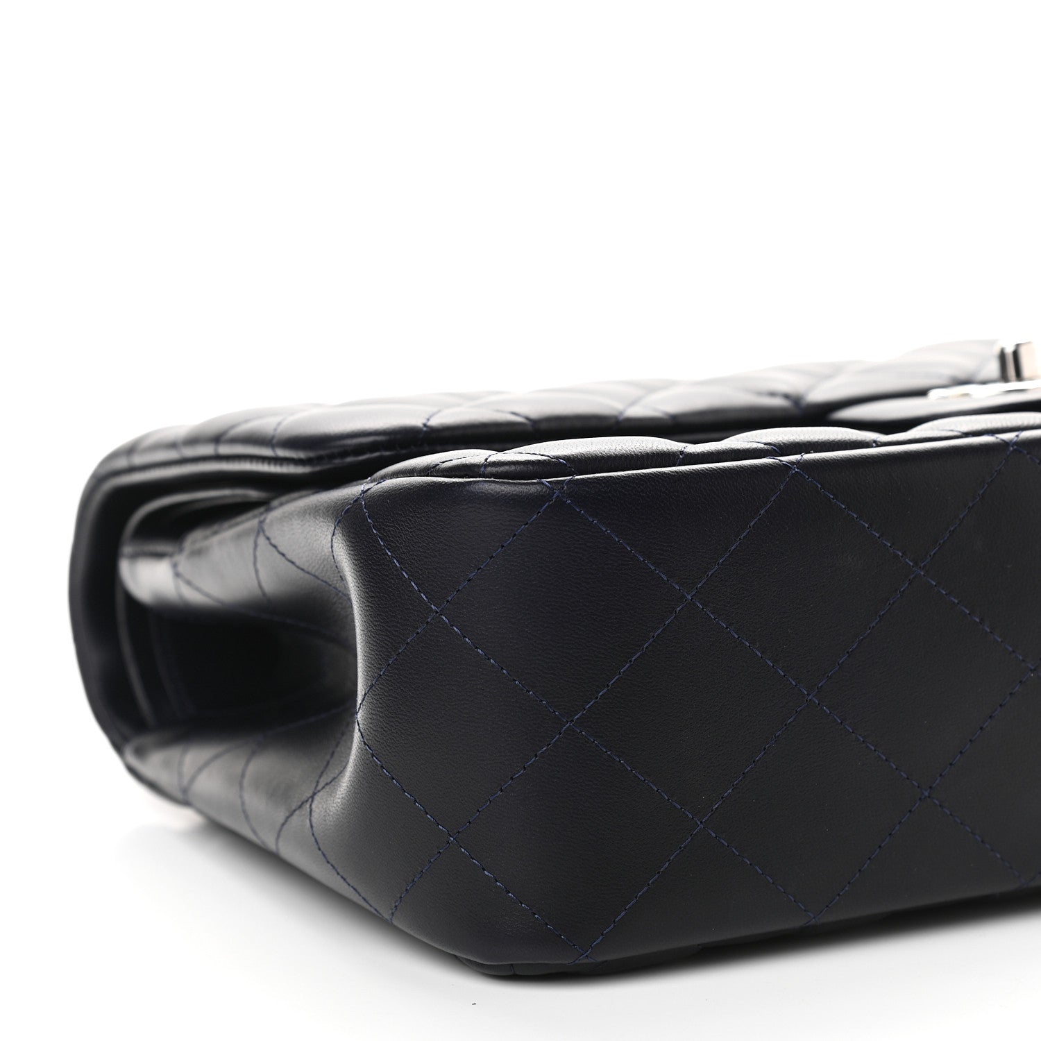 Chanel Lambskin Quilted Jumbo Double Flap Dark Blue 8 of 11