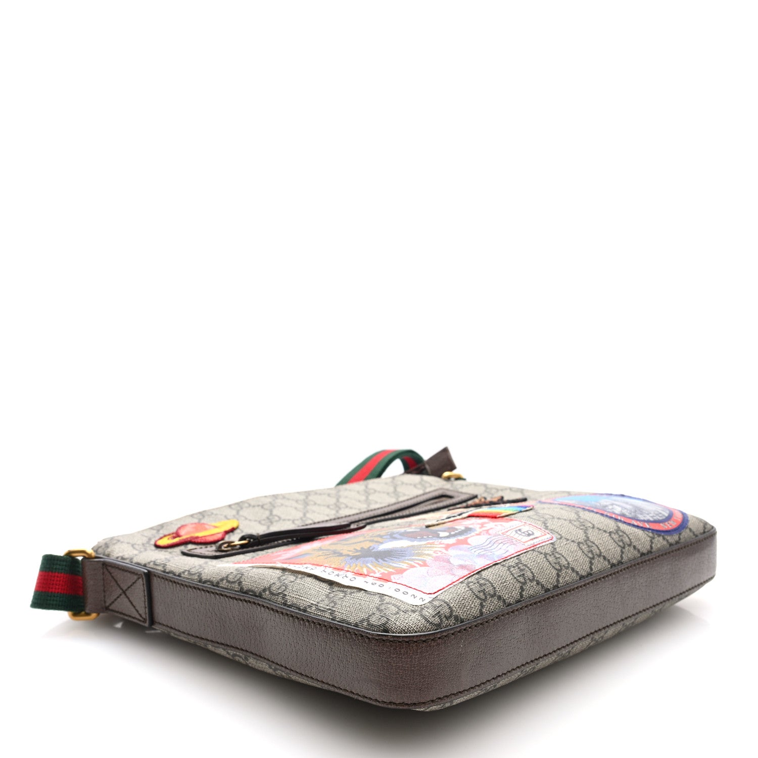 Gucci Soft GG Supreme Monogram Courier Web Medium Flat Messenger Bag Beige New Acero Multicolor 4 of 10