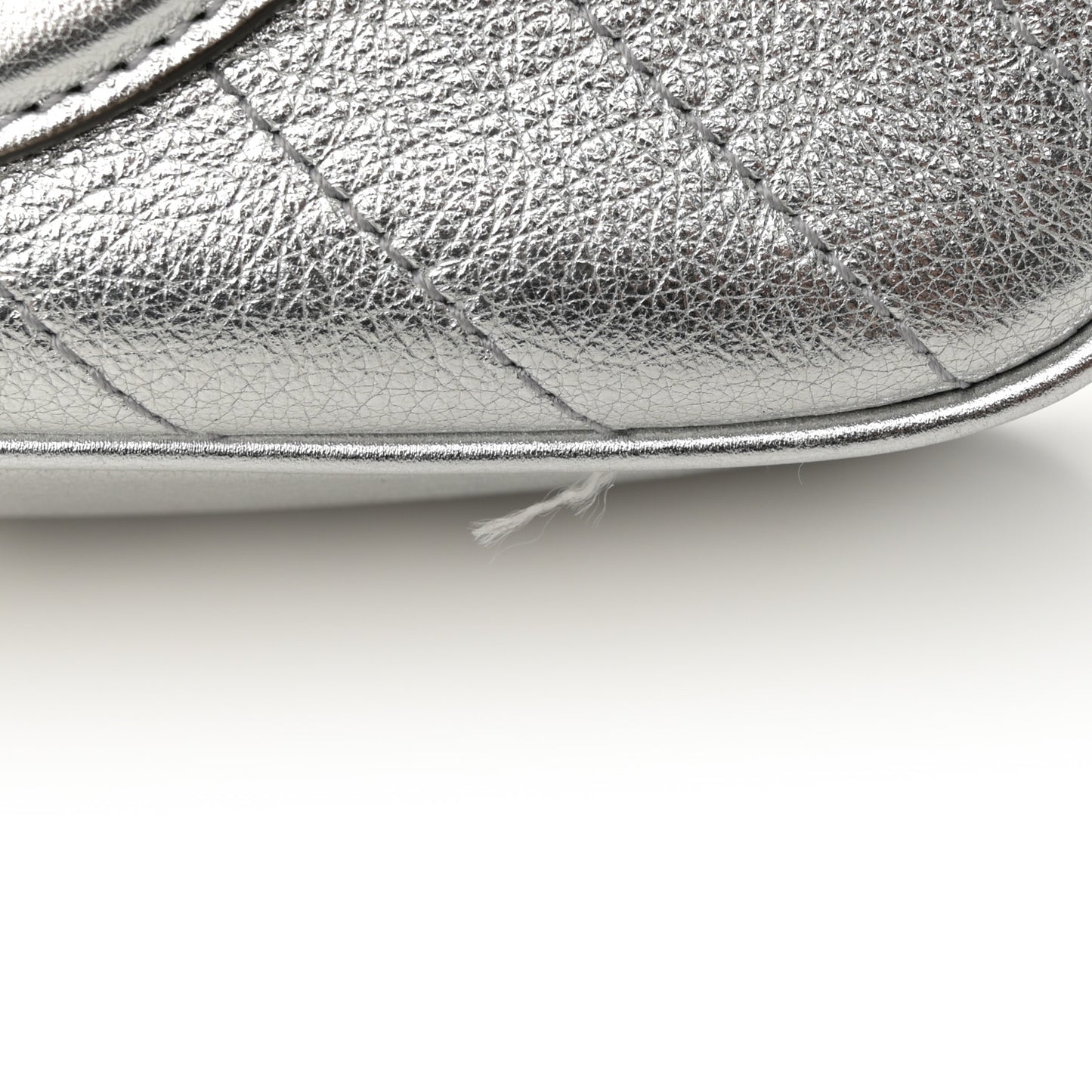 Metallic Sakai Be Green Calfskin Diagonal Stitched Small Blondie Shoulder Bag Silver
