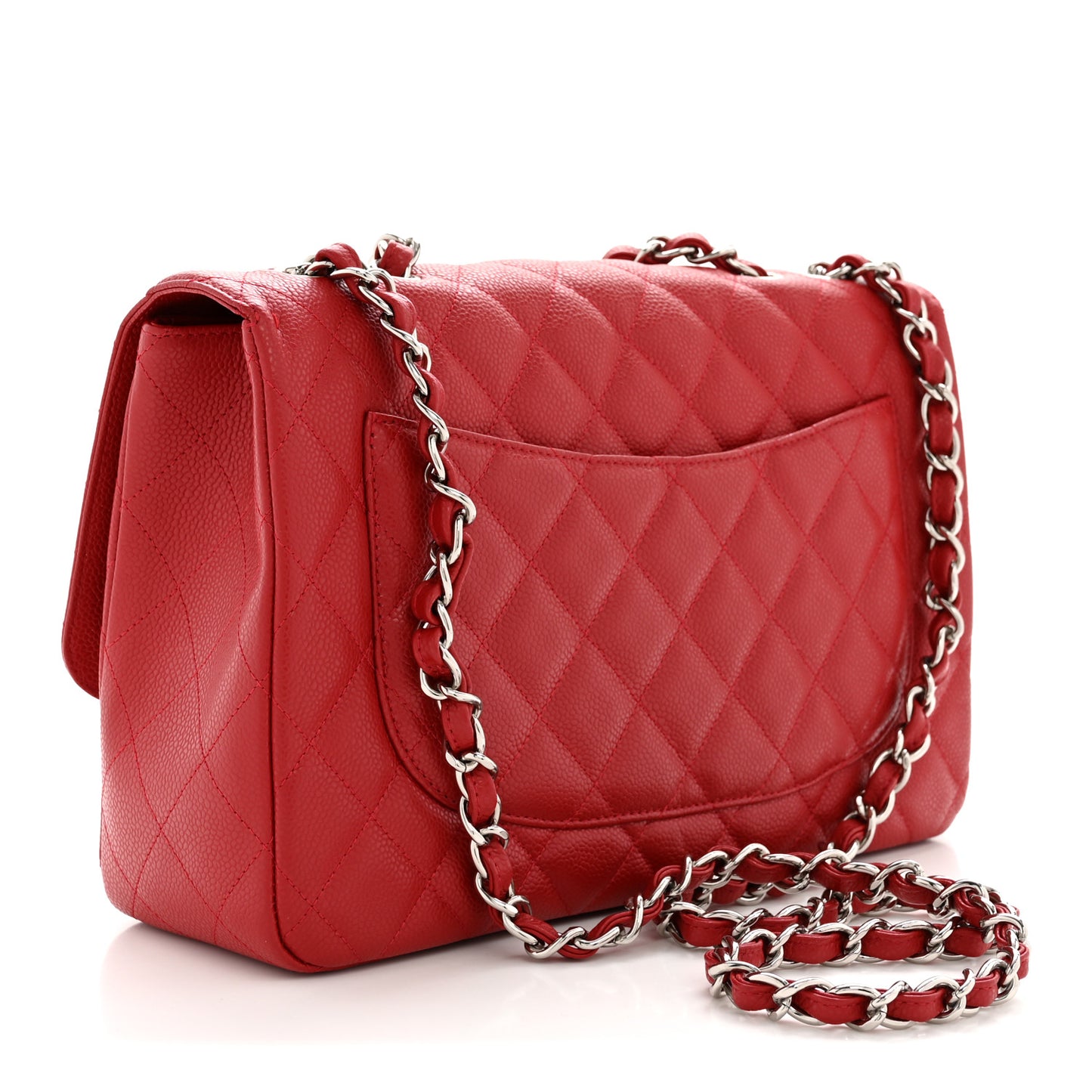 Caviar Quilted Jumbo Single Flap Red