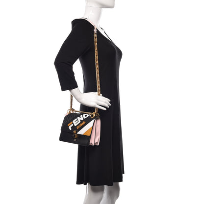 Fendi X FILA Vitello Liberty Mania Bi-Color FF 1974 Embossed Small Kan I Shoulder Bag Black Confetto Multicolor 2 of 11