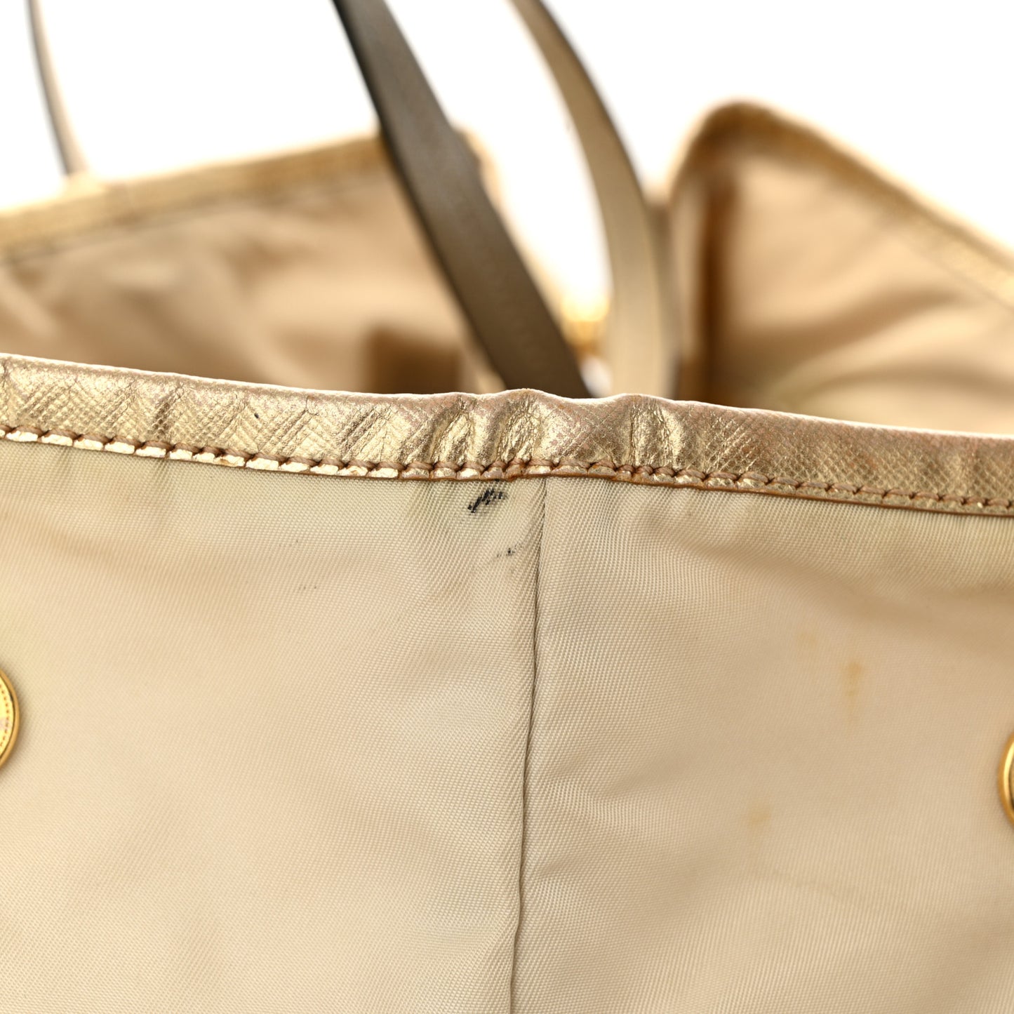 Tessuto Nylon Saffiano Shopping Tote White