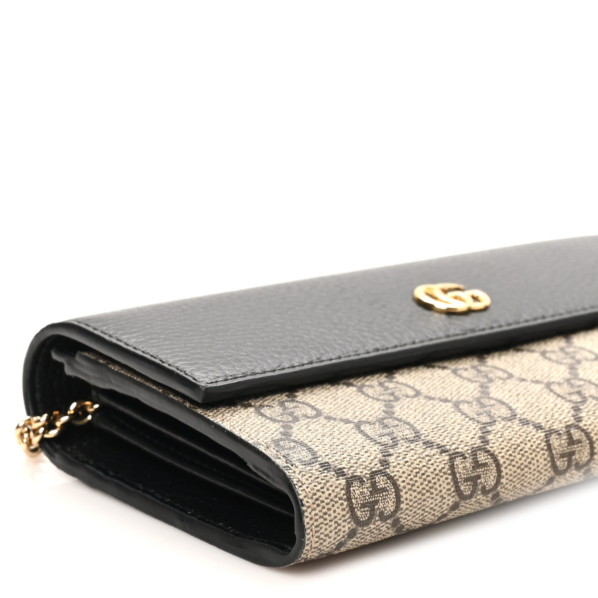 Gucci Dollar Calfskin GG Supreme Monogram Petite GG Marmont Wallet Chain Bag Black Beige Ebony 9 of 11