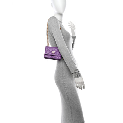 Chanel Lambskin Enamel Quilted Pending CC Clutch With Chain Purple Purple 2 of 11