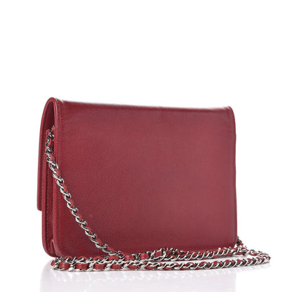 Chanel Caviar Sevruga Wallet on Chain WOC Red 2 of 10
