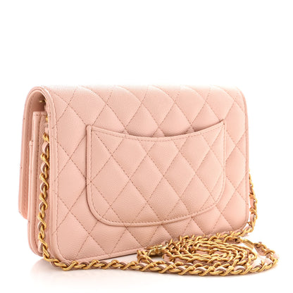 Chanel Caviar Quilted Camellia Wallet On Chain WOC Light Pink 3 of 12