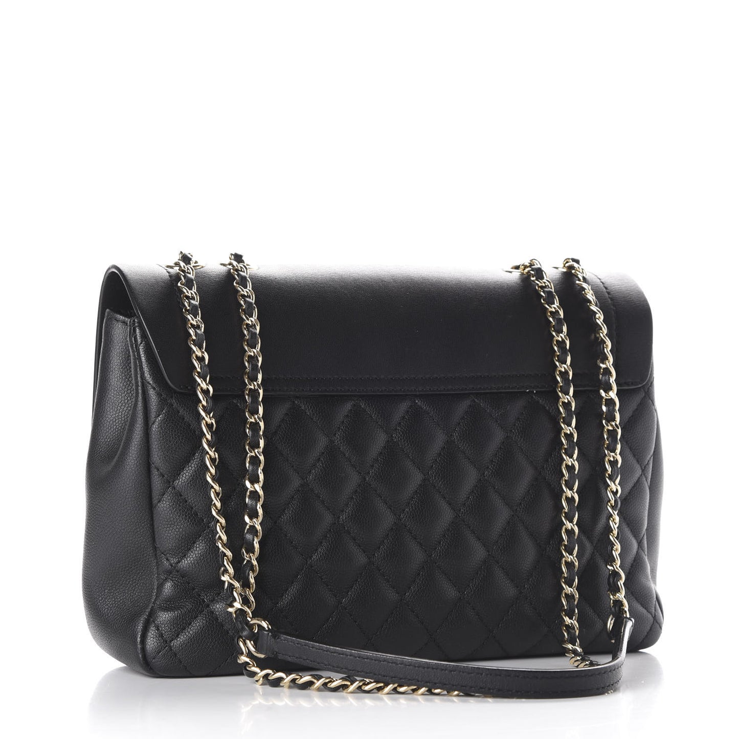 Calfskin Caviar Quilted Flap Black
