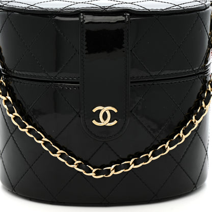 Chanel Patent Quilted Round Clutch With Chain Black 9 of 12