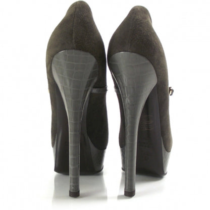 Fendi Suede Crocodile Platform Mary Janes 39 Gray 3 of 6
