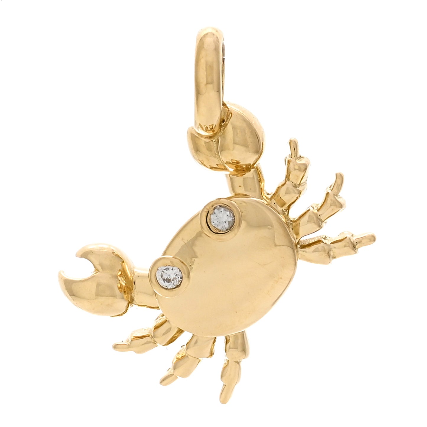 18K Yellow Gold Diamond Crab Charm Pendant