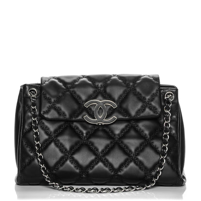 Chanel Calfskin Double Stitch Large Hamptons Flap Bag Black 1 of 8