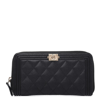 Chanel Caviar Quilted Boy Long Zip Around Wallet Black 1 of 14