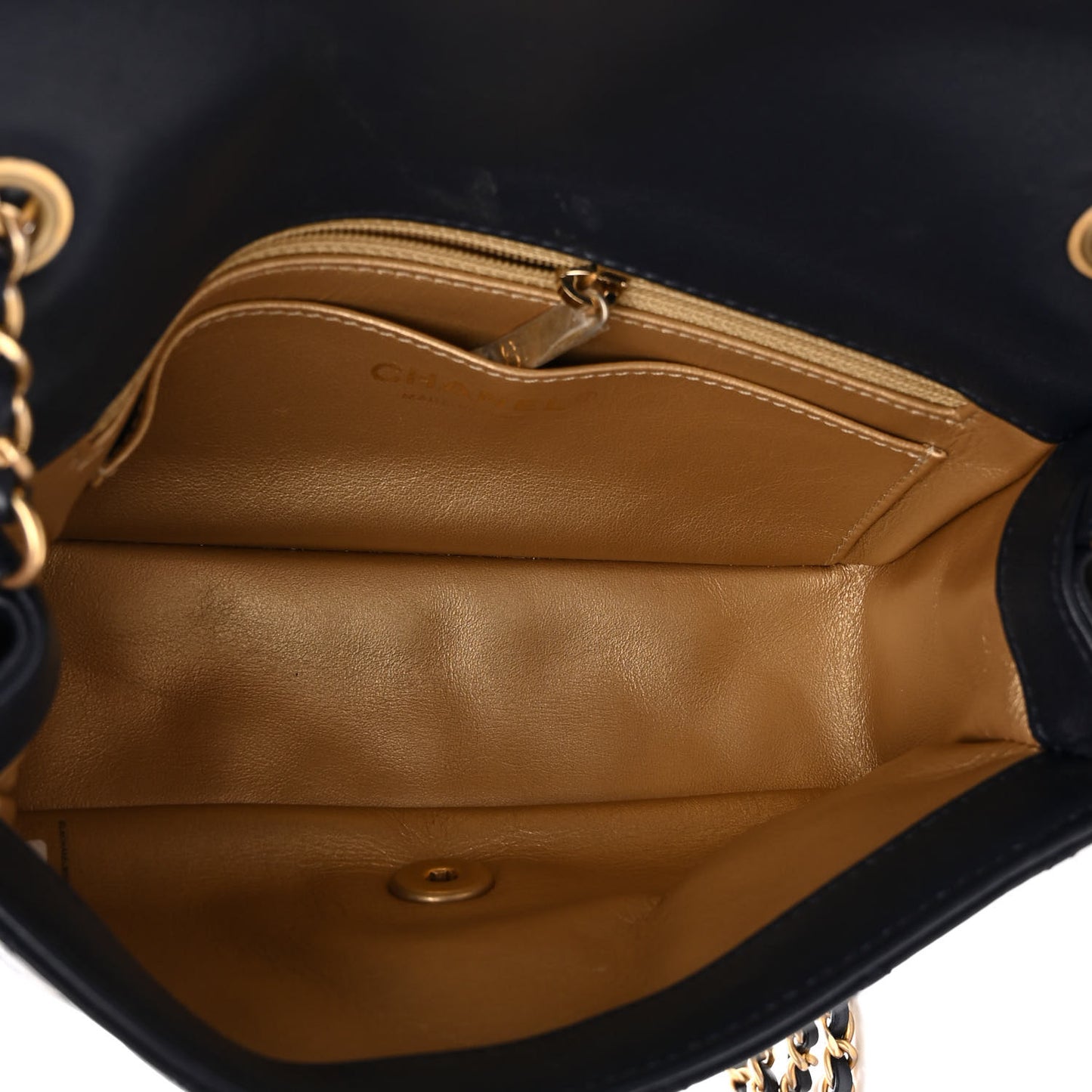 Lambskin Quilted Mini Pearl Crush Rectangular Flap Navy Blue