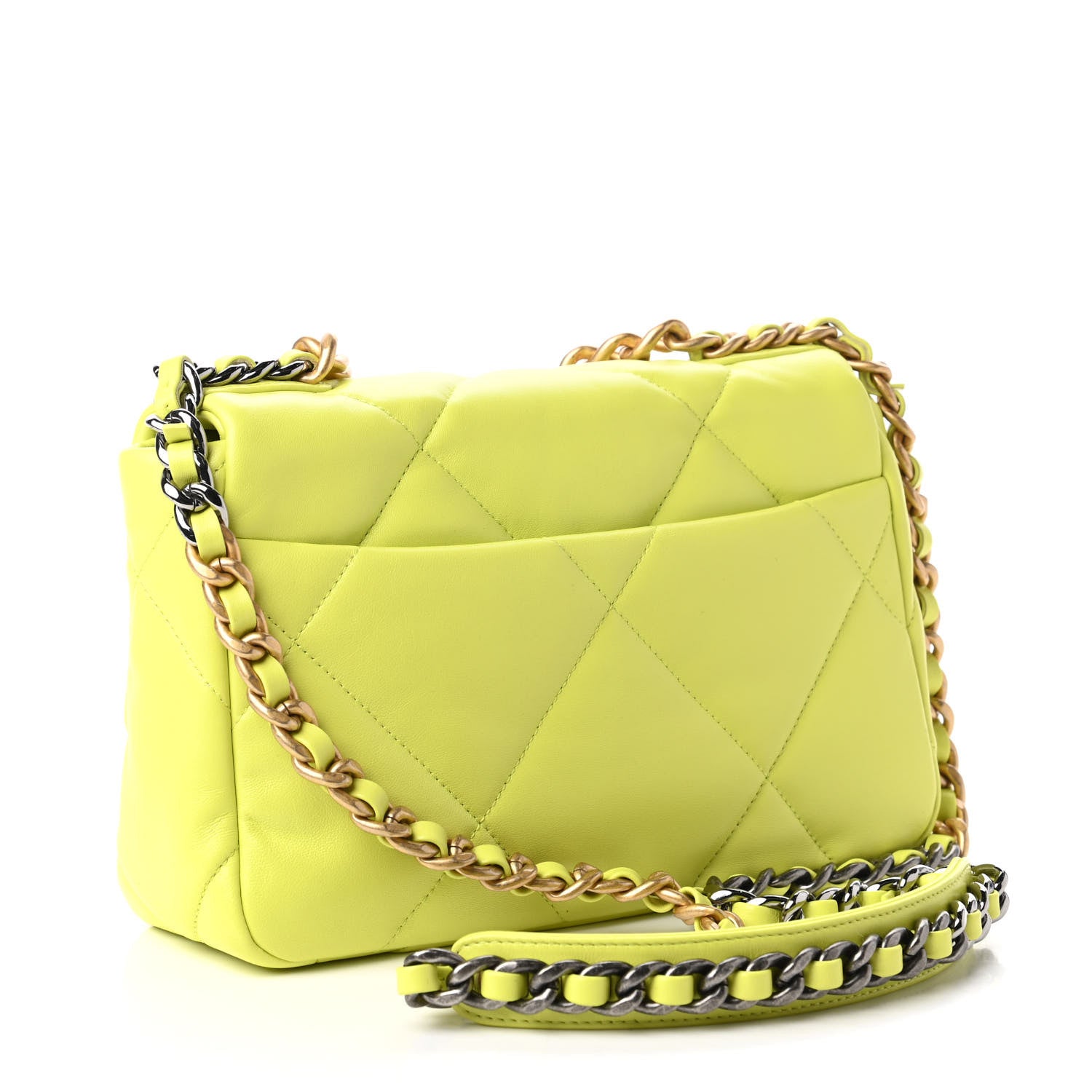 Chanel Lambskin Quilted Medium Chanel 19 Flap Neon Yellow 3 of 10