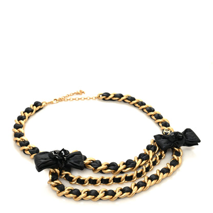 Chanel Lambskin CC Bow Chain Belt Black Gold 1 of 4