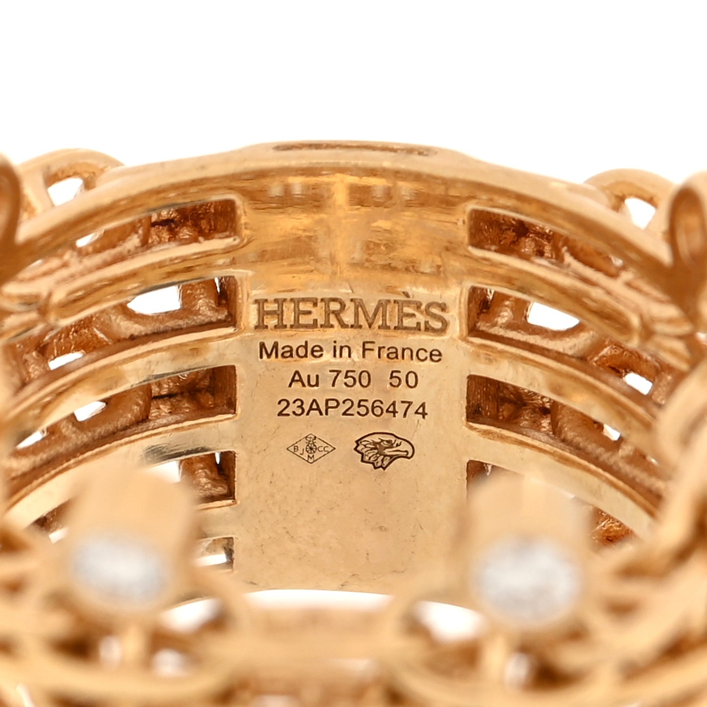 18K Yellow Gold Diamond GM Chaine d'Ancre Calypso Ring 55 7.25