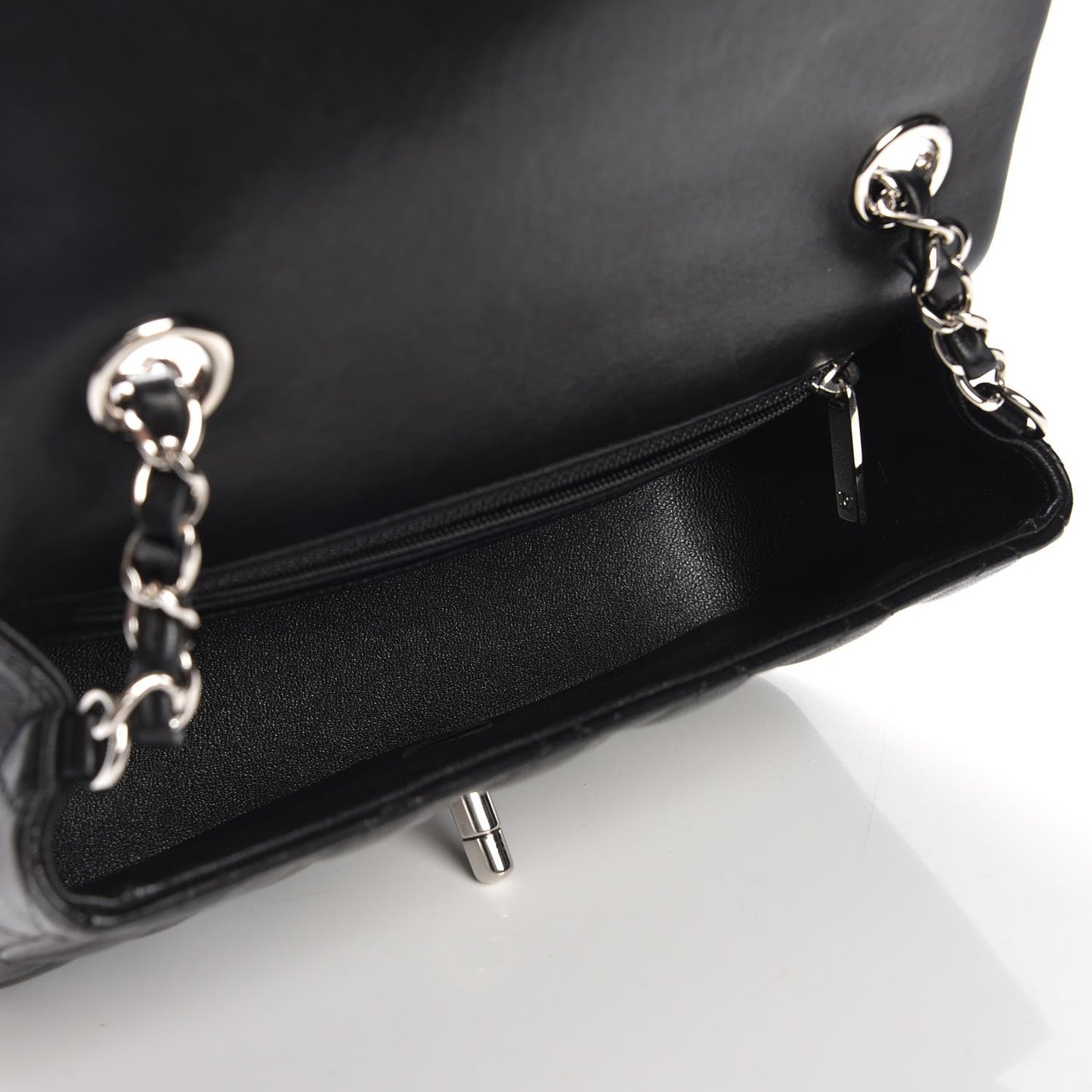 Lambskin Quilted Mini Rectangular Flap Black