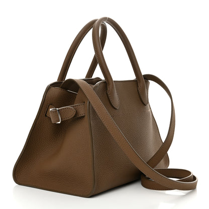 The Row Grained Calfskin Soft Margaux 10 Bag Dark Taupe 3 of 11