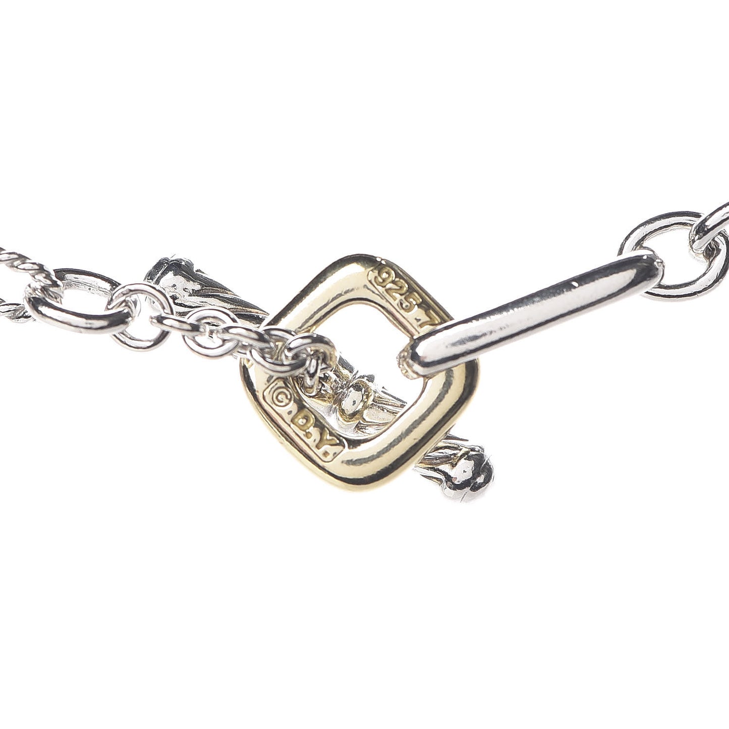 Sterling Silver 18K Yellow Gold Link Figaro Link Toggle Necklace 36"