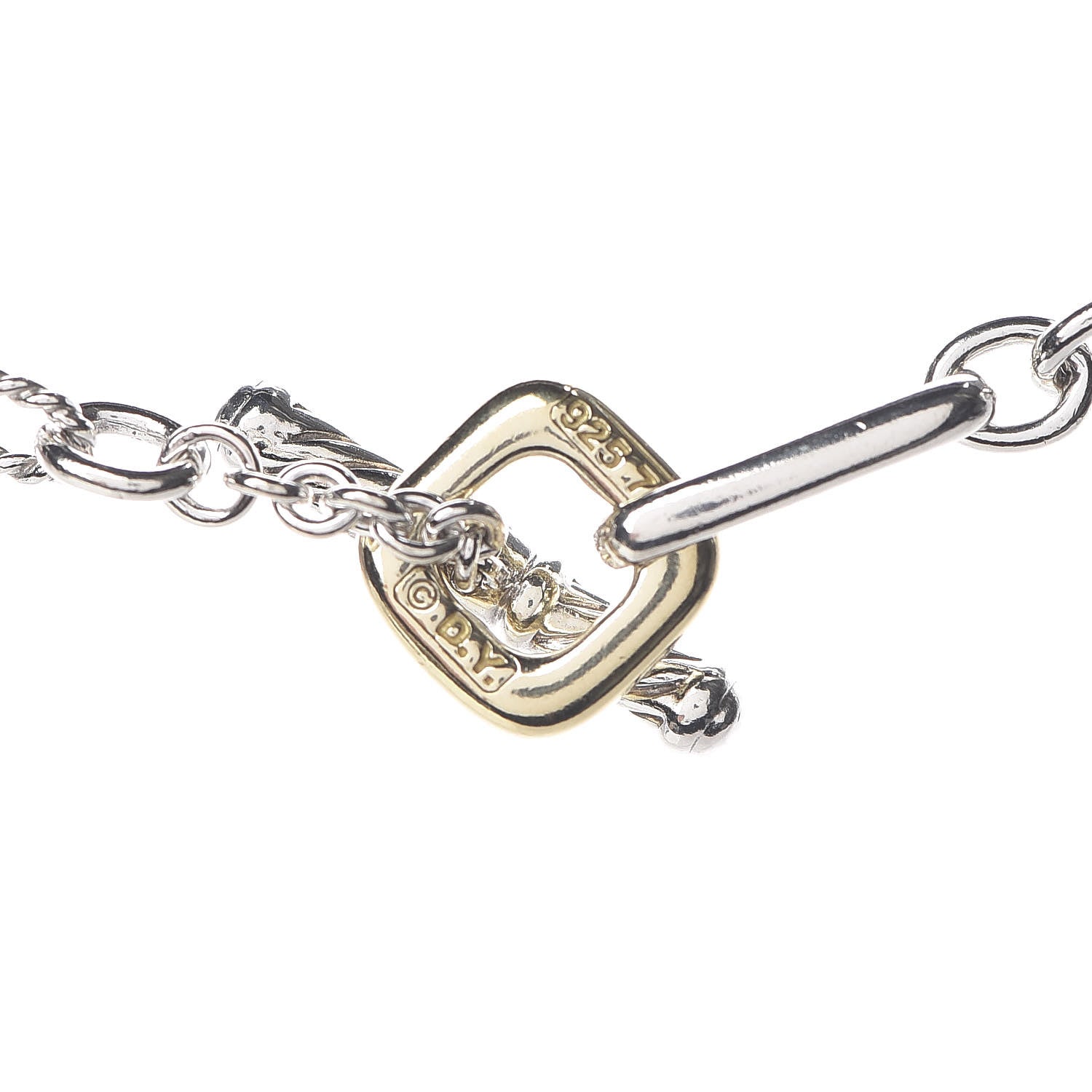 David Yurman Sterling Silver 18K Yellow Gold Link Figaro Link Toggle Necklace 36" 4 of 5