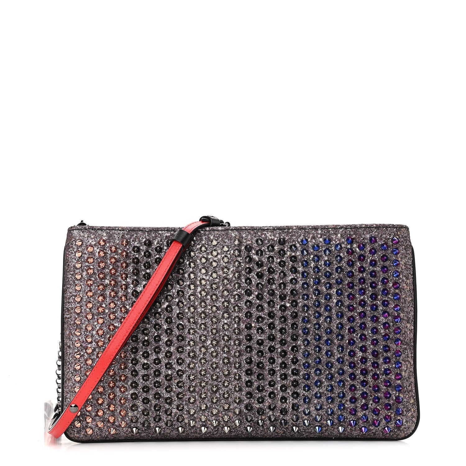Christian Louboutin Glitter Calfskin Studded Loubiposh Chain Clutch Multicolor 1 of 9