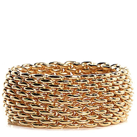 18K Yellow Gold Wide Somerset Mesh Ring 60 9