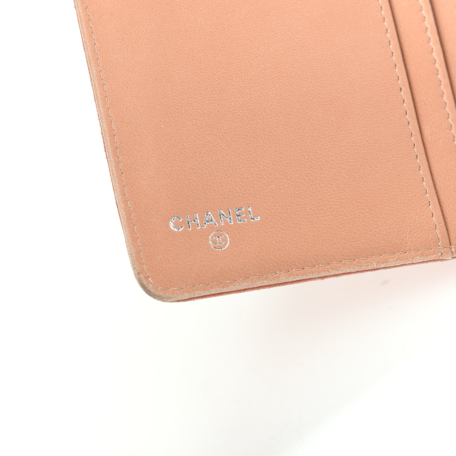 Chanel Lambskin Camellia Embossed Yen Wallet Pink 6 of 10