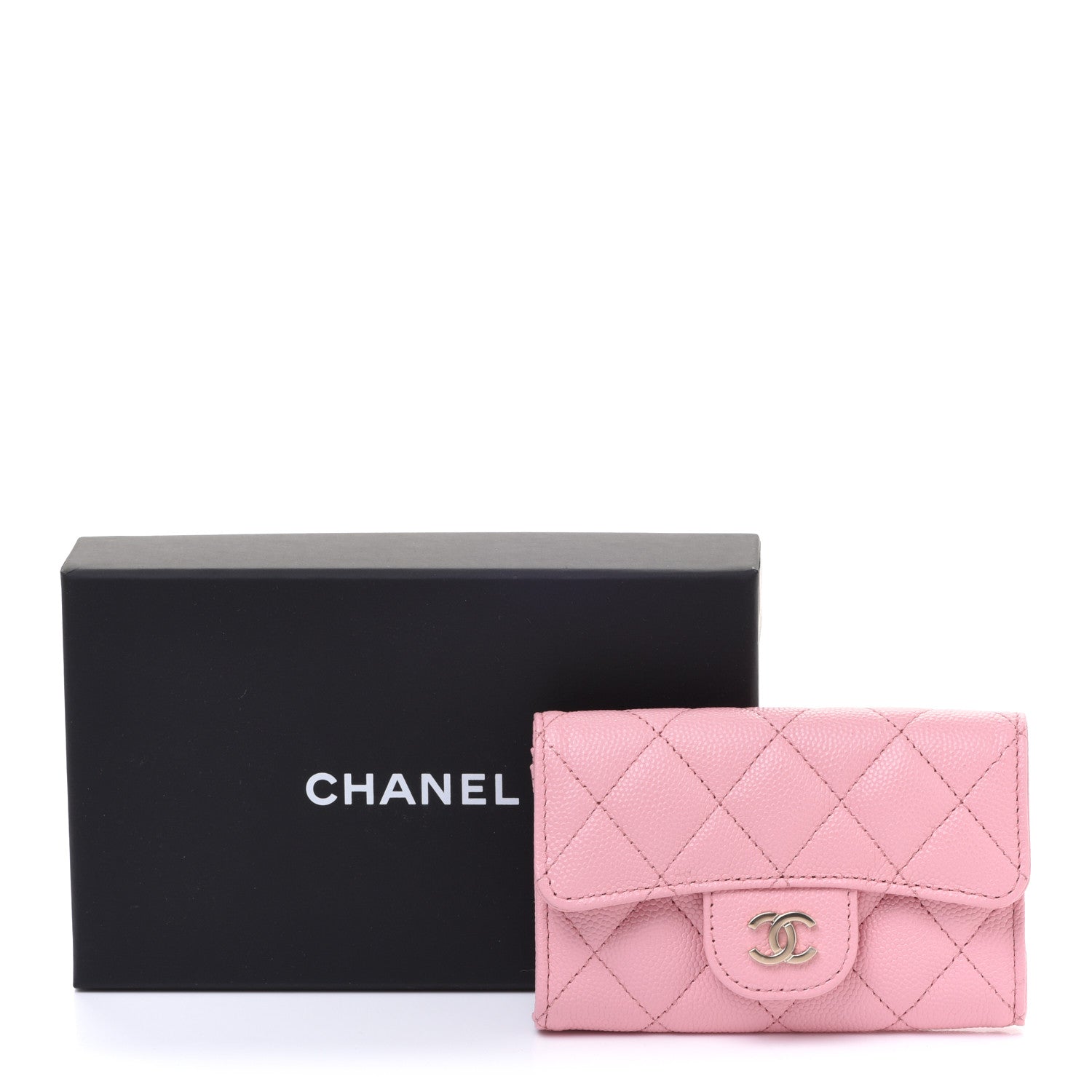 Chanel Caviar Quilted Flap Card Holder Wallet Light Pink 9 of 9