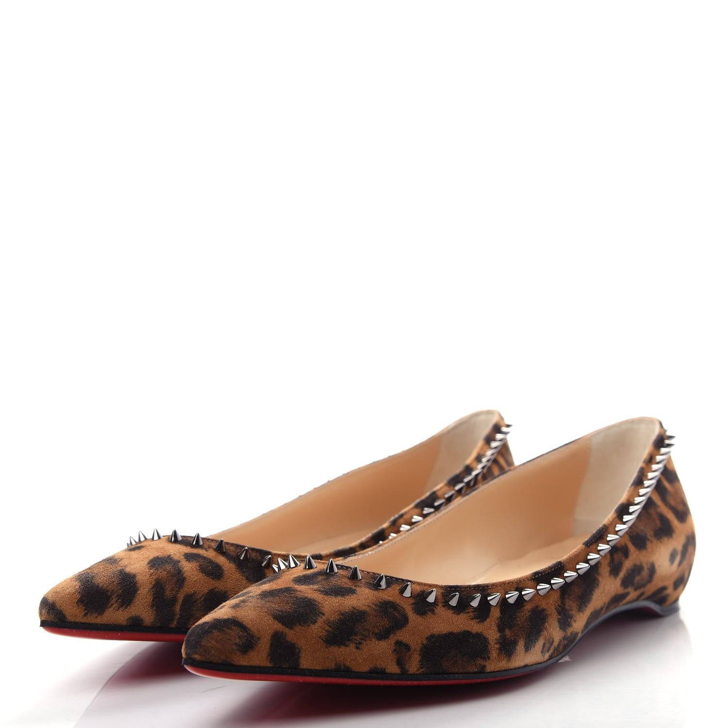 Christian Louboutin Veau Velours Anjalina Flats 37.5 Leo Gun Metal 3 of 10