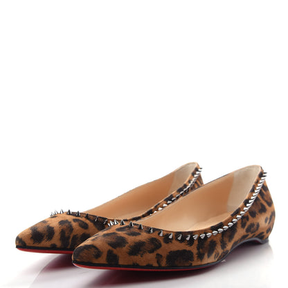 Christian Louboutin Veau Velours Anjalina Flats 37.5 Leo Gun Metal 3 of 10